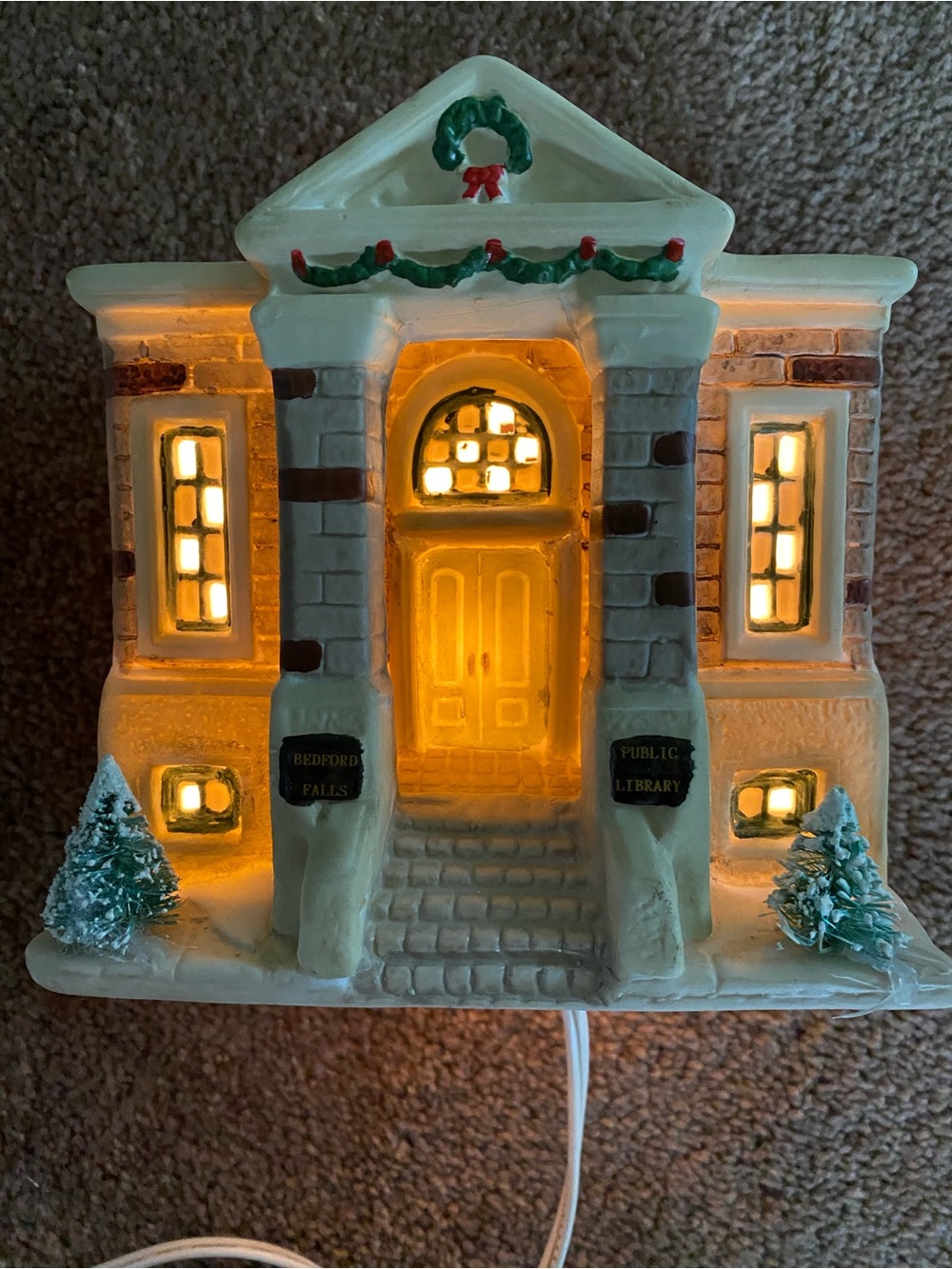 It A Wonderful Life Bedford Falls Public Library Ceramic Lighted Christmas House